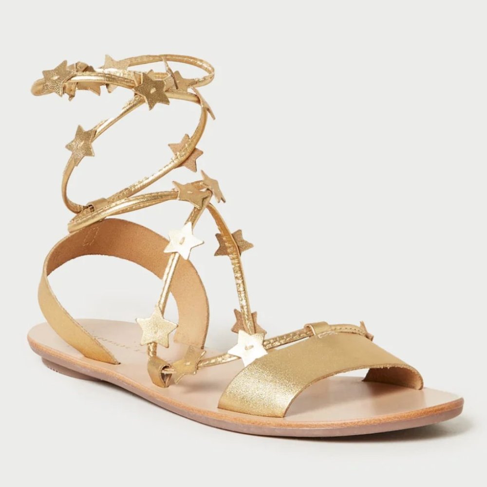 Loeffler Randall Metallic Gold Star Gladiator Sandals